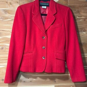 Harvé Benard by Bernard Holtzman Red Wool/Cashmere Blend Blazer 3 Button Blazer